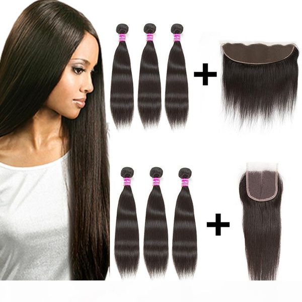 unprocessed brazilian virgin hair straight wefts 3 bundles with 13x4 lace frontal or 4x4 lace closure human hair weave, Black;brown 
unprocessed brazilian virgin hair straight wefts 3 bundles with 13x4 lace frontal or 4x4 lace closure human hair weave, Black;brown
