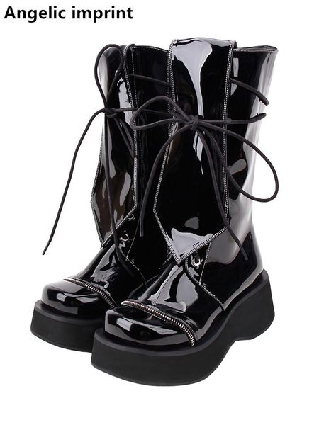 boots angelic imprint women motorcycle cool punk lady lolita shoes woman high heels pumps lace up 33-47 shiny patent leather, Black
boots angelic imprint women motorcycle cool punk lady lolita shoes woman high heels pumps lace up 33-47 shiny patent leather, Black