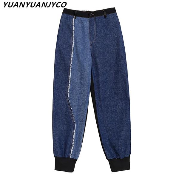 yuanyuanjyco spring autumn women ankle length streetwear denim pants fashion high waist tassel patchwork cropped harem jeans, Blue
yuanyuanjyco spring autumn women ankle length streetwear denim pants fashion high waist tassel patchwork cropped harem jeans, Blue