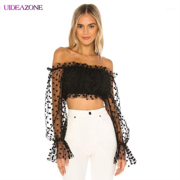 women's blouses & shirts slash neck backless tee mesh patchwork transparent long sleeve women short polka dot lace female spring street, White
women's blouses & shirts slash neck backless tee mesh patchwork transparent long sleeve women short polka dot lace female spring street, White