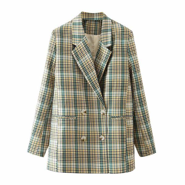 british style spring new ladies double-breasted vintage plaid double pockets decorate loose design blazer blazers, White;black
british style spring new ladies double-breasted vintage plaid double pockets decorate loose design blazer blazers, White;black