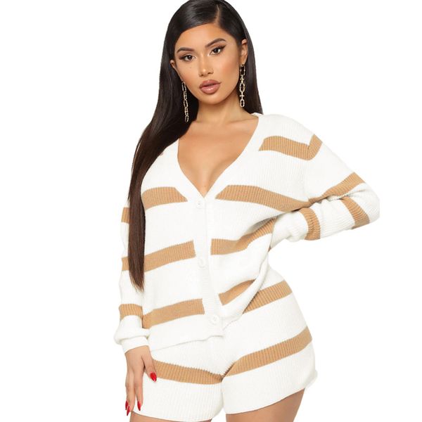women's dresses clothing fashion stripe stitching loose sweater shorts two piece set s-xxl, White
women's dresses clothing fashion stripe stitching loose sweater shorts two piece set s-xxl, White