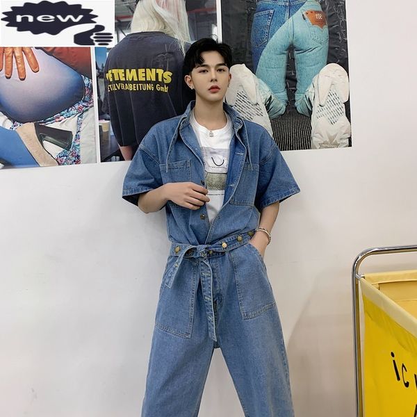harajuku mens one piece short sleeve jeans overalls loose jumpsuit male vintage washed hip hop denim rompers belted cargo pants h1209, Blue
harajuku mens one piece short sleeve jeans overalls loose jumpsuit male vintage washed hip hop denim rompers belted cargo pants h1209, Blue