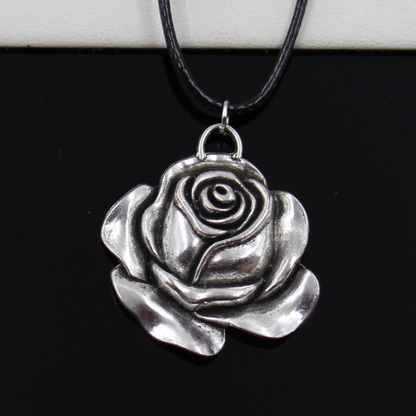 tibetan silver color pendant rose flower necklace choker black leather cord factory price handmade jewelry f1wi
tibetan silver color pendant rose flower necklace choker black leather cord factory price handmade jewelry f1wi