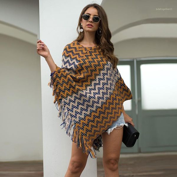 women's cape women's autumn winter european american cloak knitted shawl tassel wavy diagonal stripes bohemian sweater ml2011, Black
women's cape women's autumn winter european american cloak knitted shawl tassel wavy diagonal stripes bohemian sweater ml2011, Black