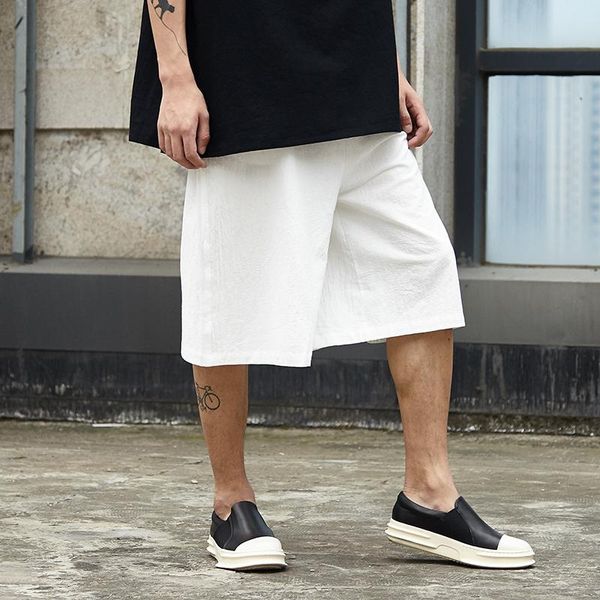 men's shorts men streetwear punk hip hop straight cotton linen loose casual wide leg male black white short trousers, White;black
men's shorts men streetwear punk hip hop straight cotton linen loose casual wide leg male black white short trousers, White;black