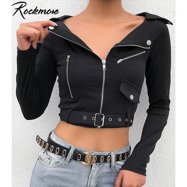 rockmore punk women jackets with bow belt zipper pockets femme long sleeve outwear moto biker skinny crop coats streetwear fall1, Black;brown
rockmore punk women jackets with bow belt zipper pockets femme long sleeve outwear moto biker skinny crop coats streetwear fall1, Black;brown