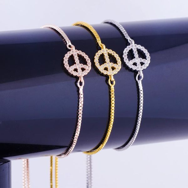 charm bracelets small micro pave zircon crystal peace sign charms handmade copper square chain women's bijoux pulseras mujer, Golden;silver
charm bracelets small micro pave zircon crystal peace sign charms handmade copper square chain women's bijoux pulseras mujer, Golden;silver