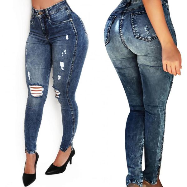 2020 new autumn high waist women fashion slim ripped hole denim pencil pants casual vintage female skinny jeans trousers d30, Blue
2020 new autumn high waist women fashion slim ripped hole denim pencil pants casual vintage female skinny jeans trousers d30, Blue