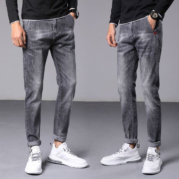 autumn and winter new small leg jeans men's elastic slim grey casual pants korean fashion for male students, Blue
autumn and winter new small leg jeans men's elastic slim grey casual pants korean fashion for male students, Blue