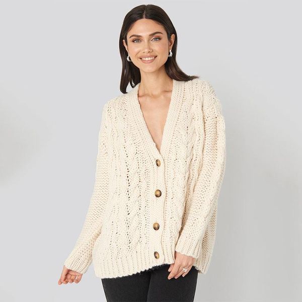 women's knits & tees fashion solid color v-neck cardigan women long sleeve oversized knit sweaters ladies casual loose winter knitwear, White
women's knits & tees fashion solid color v-neck cardigan women long sleeve oversized knit sweaters ladies casual loose winter knitwear, White