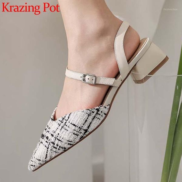 krazing pot genuine leather pointed toe med heel korean design elegant lady buckle strap shallow dating sweet sandals women l011, Black
krazing pot genuine leather pointed toe med heel korean design elegant lady buckle strap shallow dating sweet sandals women l011, Black