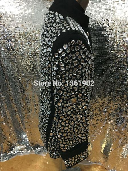 plus size custom made black crystal jacket male singer dancer performance stones outerwear costume rhinestone jacket outfit1, Black;brown
plus size custom made black crystal jacket male singer dancer performance stones outerwear costume rhinestone jacket outfit1, Black;brown