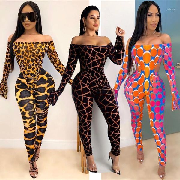 women's jumpsuits & rompers aiiou backless womens jumpsuit skinny off shoulder longsleeve slim bodycon leopard bodysuit for women party, Black;white 
women's jumpsuits & rompers aiiou backless womens jumpsuit skinny off shoulder longsleeve slim bodycon leopard bodysuit for women party, Black;white