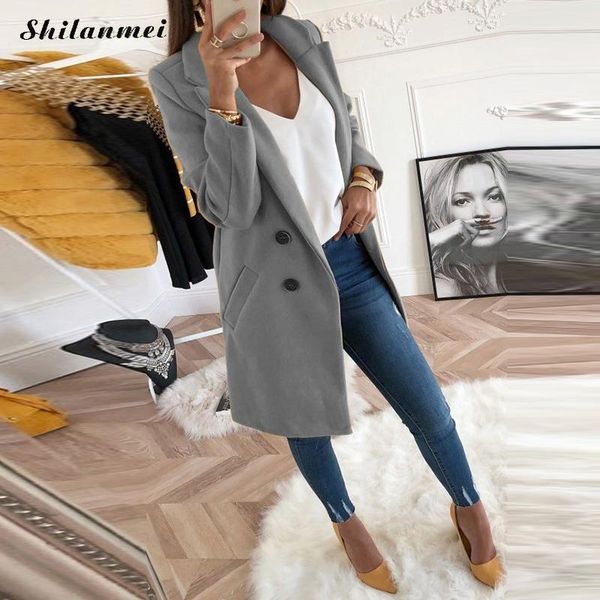 new women long sleeve turn-down collar outwear jacket wool blend coat casual autumn winter elegant overcoat loose plus size 201106, Black;brown
new women long sleeve turn-down collar outwear jacket wool blend coat casual autumn winter elegant overcoat loose plus size 201106, Black;brown