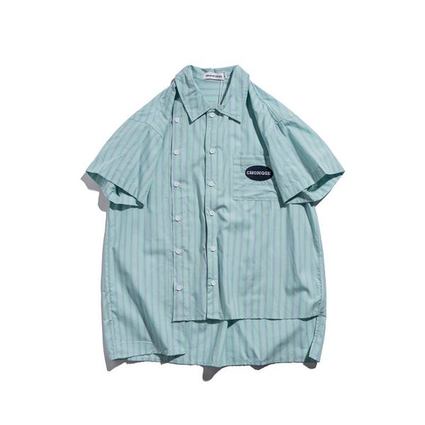vertical stripe short sleeve shirt men's harajuku fashion brand irregular hem half sleeve shirt trend loose dress shirts for man, White;black
vertical stripe short sleeve shirt men's harajuku fashion brand irregular hem half sleeve shirt trend loose dress shirts for man, White;black