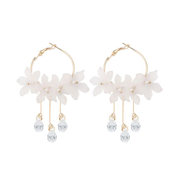 new bohemian style wedding earrings fashion resin pearl flower dangle drop earring for women cute petal earring, Silver
new bohemian style wedding earrings fashion resin pearl flower dangle drop earring for women cute petal earring, Silver