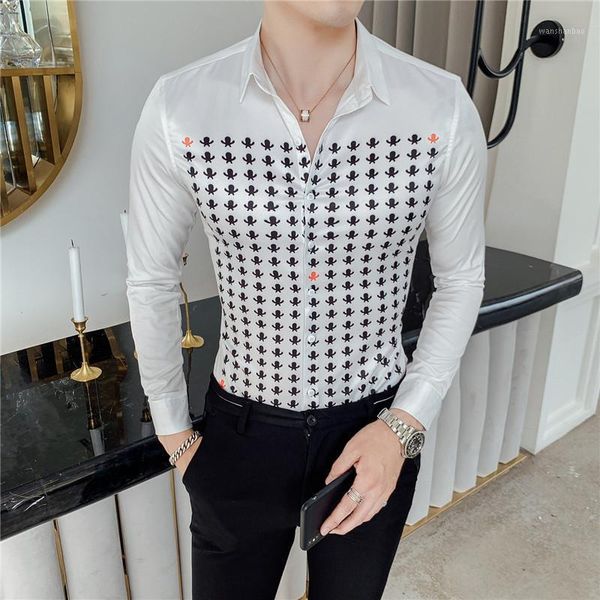 spring 2020 new chemise homme fashion men's shirt personality printing long sleeve slim shirt men's business tuxedo dress1, White;black
spring 2020 new chemise homme fashion men's shirt personality printing long sleeve slim shirt men's business tuxedo dress1, White;black