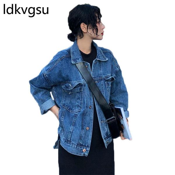 retro dark blue denim jacket women chaquetas 2020 mujer spring new classic female loose korean jacket jean femme coats f113, Black;brown
retro dark blue denim jacket women chaquetas 2020 mujer spring new classic female loose korean jacket jean femme coats f113, Black;brown