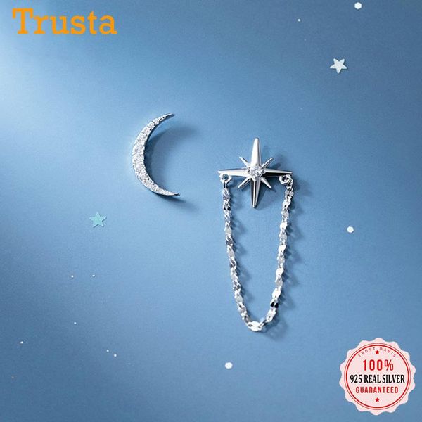 trustdavis real 925 sterling silver fashion asymmetric moon star chain stud earrings for women party fine s925 jewelry ds1125, Golden;silver
trustdavis real 925 sterling silver fashion asymmetric moon star chain stud earrings for women party fine s925 jewelry ds1125, Golden;silver