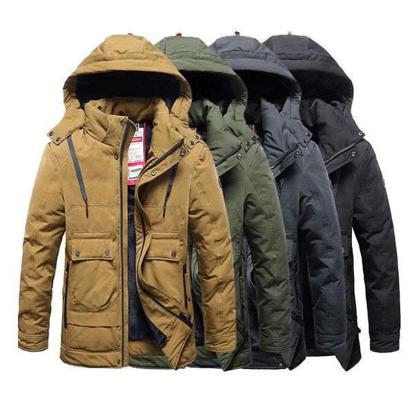 men's down & parkas long cotton-padded jacket and cap thickening clothes add flocking to keep warm, Black
men's down & parkas long cotton-padded jacket and cap thickening clothes add flocking to keep warm, Black