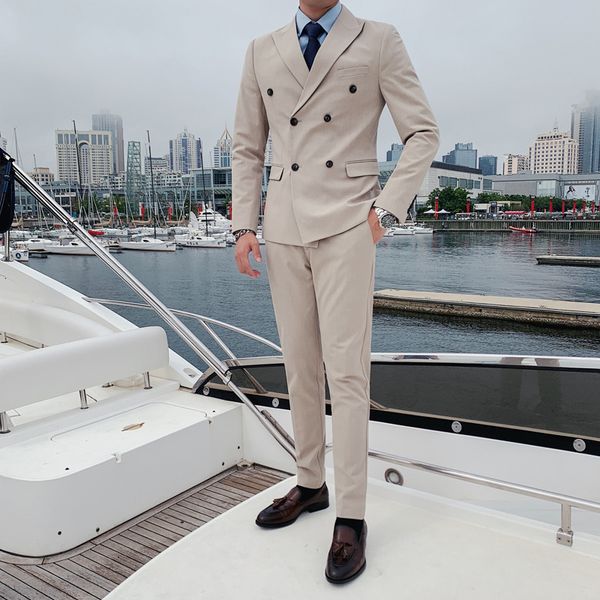 2021 wedding tuxedos british men's slim solid color suit two piece korean leisure double breasted suit, Black;gray
2021 wedding tuxedos british men's slim solid color suit two piece korean leisure double breasted suit, Black;gray