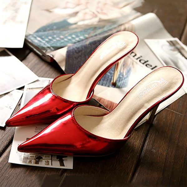 women's six inches high shiny plutonium leather... slides... thin heels... silver slippers... 3s6e, Black
women's six inches high shiny plutonium leather... slides... thin heels... silver slippers... 3s6e, Black