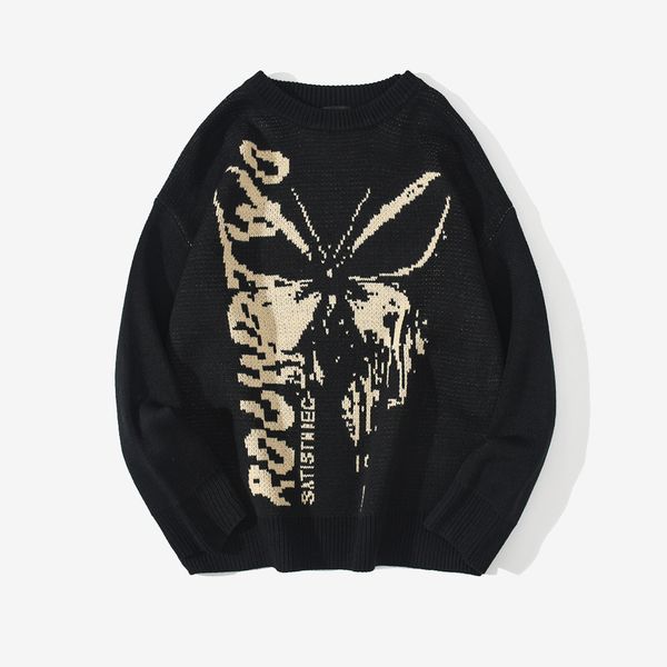 butterfly print guochao round neck sweater men's pullover student personality hip hop sweater autumn, White;black
butterfly print guochao round neck sweater men's pullover student personality hip hop sweater autumn, White;black