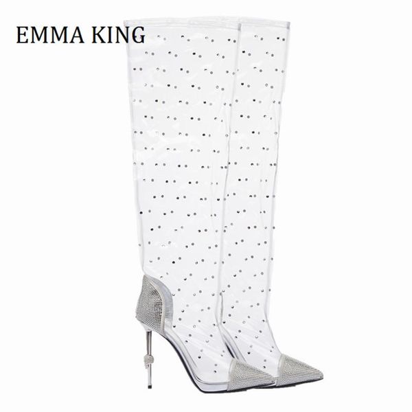 boots spring women over the knee transparent pvc crystal embellished long unique iron high stiletto heel thigh, Black
boots spring women over the knee transparent pvc crystal embellished long unique iron high stiletto heel thigh, Black