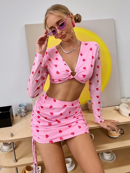 heart print ring linked crop & drawstring side ruched bodycon skirt h7ez#, White
heart print ring linked crop & drawstring side ruched bodycon skirt h7ez#, White