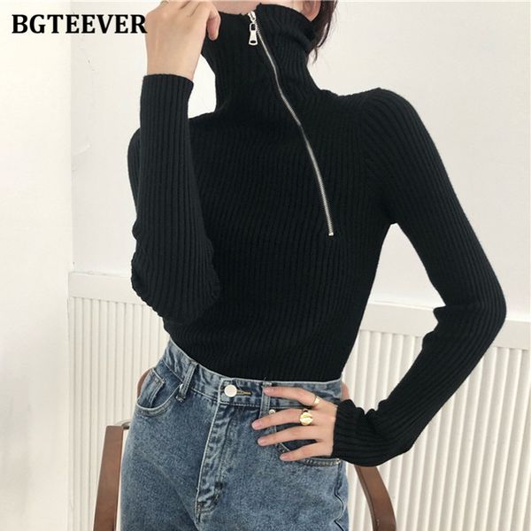 bgteever fashion slim turtleneck zippers women knitted sweaters 2020 autumn winter full sleeve stretched female pullover jumpers c1120, White;black
bgteever fashion slim turtleneck zippers women knitted sweaters 2020 autumn winter full sleeve stretched female pullover jumpers c1120, White;black