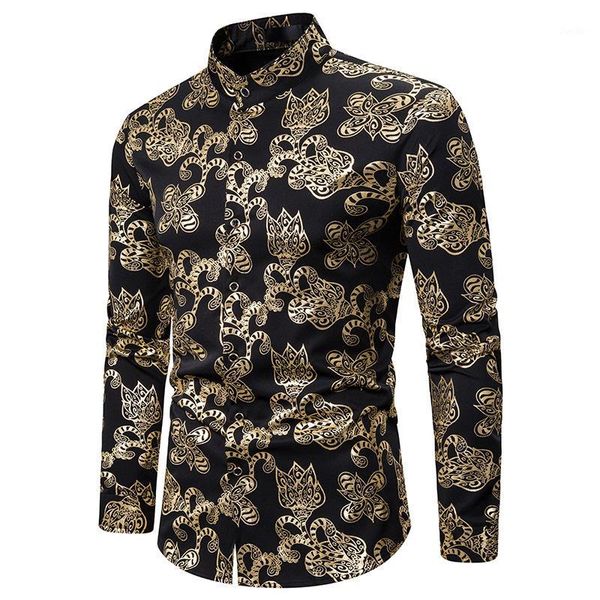 fashion floral bronzing print shirt men 2020 brand nightclub prom mandarin collar dress shirt mens business wedding groom shirts1, White;black
fashion floral bronzing print shirt men 2020 brand nightclub prom mandarin collar dress shirt mens business wedding groom shirts1, White;black