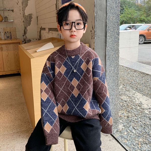 2020 boys' new autumn pullover and winter children's thickened korean diamond pattern sweater warm top, Blue
2020 boys' new autumn pullover and winter children's thickened korean diamond pattern sweater warm top, Blue