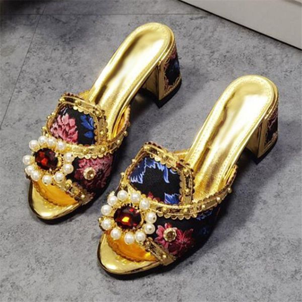 slippers fashion printing women gold ladies 5cm chunky high heel sandals prom dress shoes woman outside slides mules big size, Black
slippers fashion printing women gold ladies 5cm chunky high heel sandals prom dress shoes woman outside slides mules big size, Black