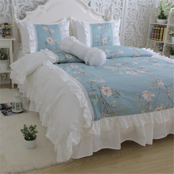 bedding sets 100%cotton princess lotus leaf printing blue floral with white set twin full king size bed skirt yyx
bedding sets 100%cotton princess lotus leaf printing blue floral with white set twin full king size bed skirt yyx