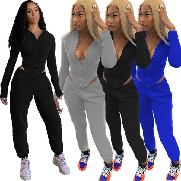 womens solid color long-sleeved sweater trousers pleated 2020 new deep v zipper women's hooded coat wrinkle pants two-piece set p875, Gray
womens solid color long-sleeved sweater trousers pleated 2020 new deep v zipper women's hooded coat wrinkle pants two-piece set p875, Gray