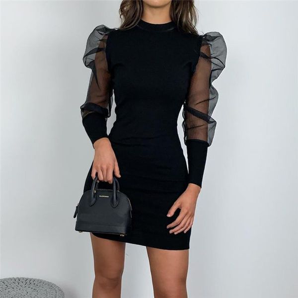 trendy women dress bandage turtle neck bodycon transparent long puff sleeve evening club polyester mini dresses one pieces, Black;gray
trendy women dress bandage turtle neck bodycon transparent long puff sleeve evening club polyester mini dresses one pieces, Black;gray