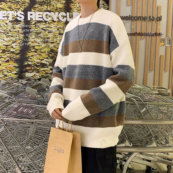 winter thicken striped sweater men loose round neck bottoming sweater simple casual pullover trend japanese men's, White;black
winter thicken striped sweater men loose round neck bottoming sweater simple casual pullover trend japanese men's, White;black