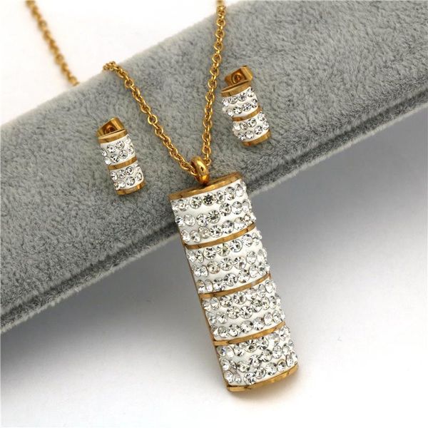 fashion zircon gold color stainless steel jewelry sets for woment necklace earrings jewelry set, Silver
fashion zircon gold color stainless steel jewelry sets for woment necklace earrings jewelry set, Silver