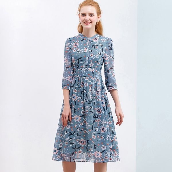 heliar spring print chiffon for women blue buttoned up casual knee floral vestidos transparent dress y200805, Black;pink
heliar spring print chiffon for women blue buttoned up casual knee floral vestidos transparent dress y200805, Black;pink