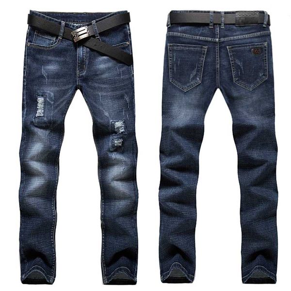 men jeans pants clothes motorcycle pants motorcycle hip-hop slim denim men pants, Blue