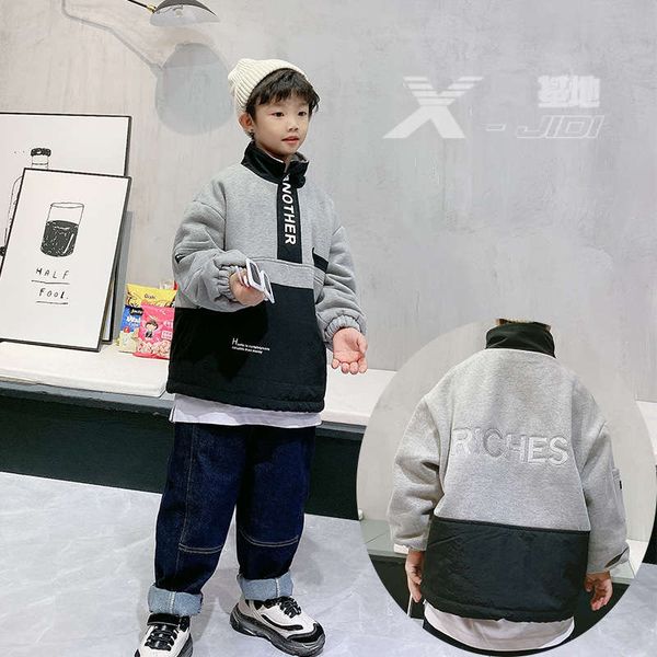 and boys' thickened half high collar pullover, sweater, winter warm et, korean stitching fashion brand children's wear, Black
and boys' thickened half high collar pullover, sweater, winter warm et, korean stitching fashion brand children's wear, Black