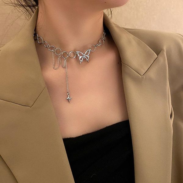 hollow butterfly round circle choker necklace cross tassel chain necklace for women halloween party jewelry, Silver
hollow butterfly round circle choker necklace cross tassel chain necklace for women halloween party jewelry, Silver