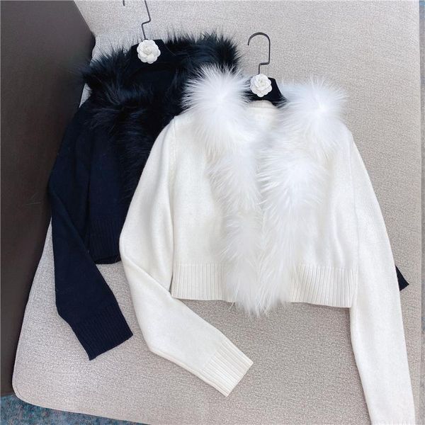 women's knits & tees deat 2021 winter women style fashion imitation hair collar long sleeve casual knitted cardigan short sweater rd680, White
women's knits & tees deat 2021 winter women style fashion imitation hair collar long sleeve casual knitted cardigan short sweater rd680, White