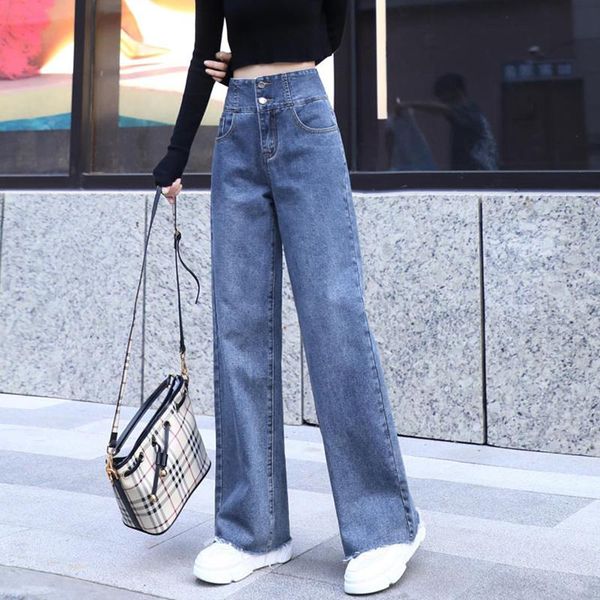 women's jeans fashion double breasted jean wide leg pants women casual high waist loose denim mop trousers streetwear straight pockets, Blue
women's jeans fashion double breasted jean wide leg pants women casual high waist loose denim mop trousers streetwear straight pockets, Blue