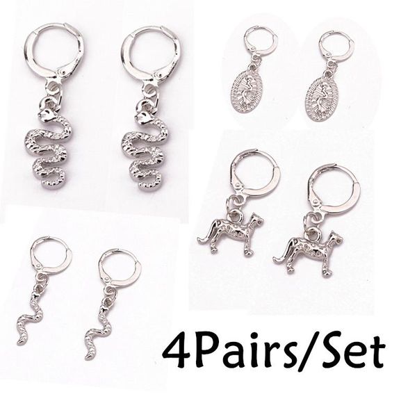 hoop & huggie 4pairs punk snake leopard mini small earrings set for women men cute gold metal color animals stud 2021 jewelry, Golden;silver
hoop & huggie 4pairs punk snake leopard mini small earrings set for women men cute gold metal color animals stud 2021 jewelry, Golden;silver