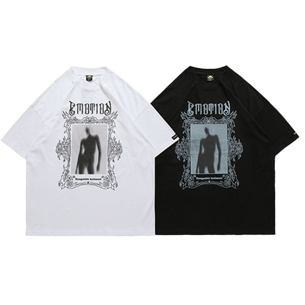 men's t-shirts silhouette print short-sleeved loose oversize summer fashion trend casual cool and comfortable, White;black
men's t-shirts silhouette print short-sleeved loose oversize summer fashion trend casual cool and comfortable, White;black