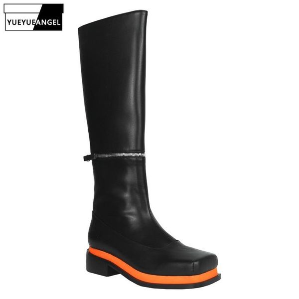 boots personality square toe thick bottom two wear zippers womens genuine leather long winter warm cowhide half knee, Black
boots personality square toe thick bottom two wear zippers womens genuine leather long winter warm cowhide half knee, Black