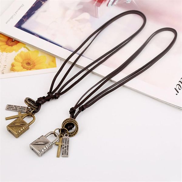 pendant necklaces leather necklace alloy long life lock charm sweater chain for men fashion jewelry accessories p47, Silver
pendant necklaces leather necklace alloy long life lock charm sweater chain for men fashion jewelry accessories p47, Silver