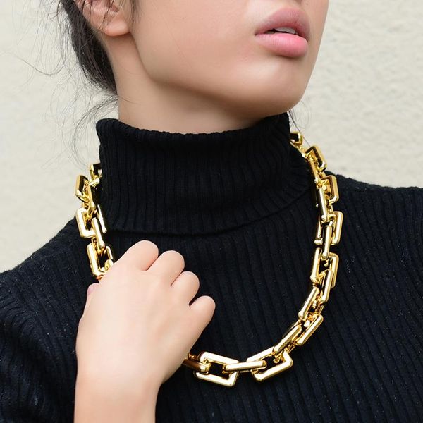 exaggerated gold chain necklace for women fashion street punk statement hip hop twisted thick link necklace gothic collar femme, Silver 
exaggerated gold chain necklace for women fashion street punk statement hip hop twisted thick link necklace gothic collar femme, Silver